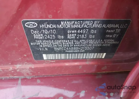 2011 Hyundai Sonata Se 2.0T from USA, damaged, VIN 5NPEC4AB8BH215507